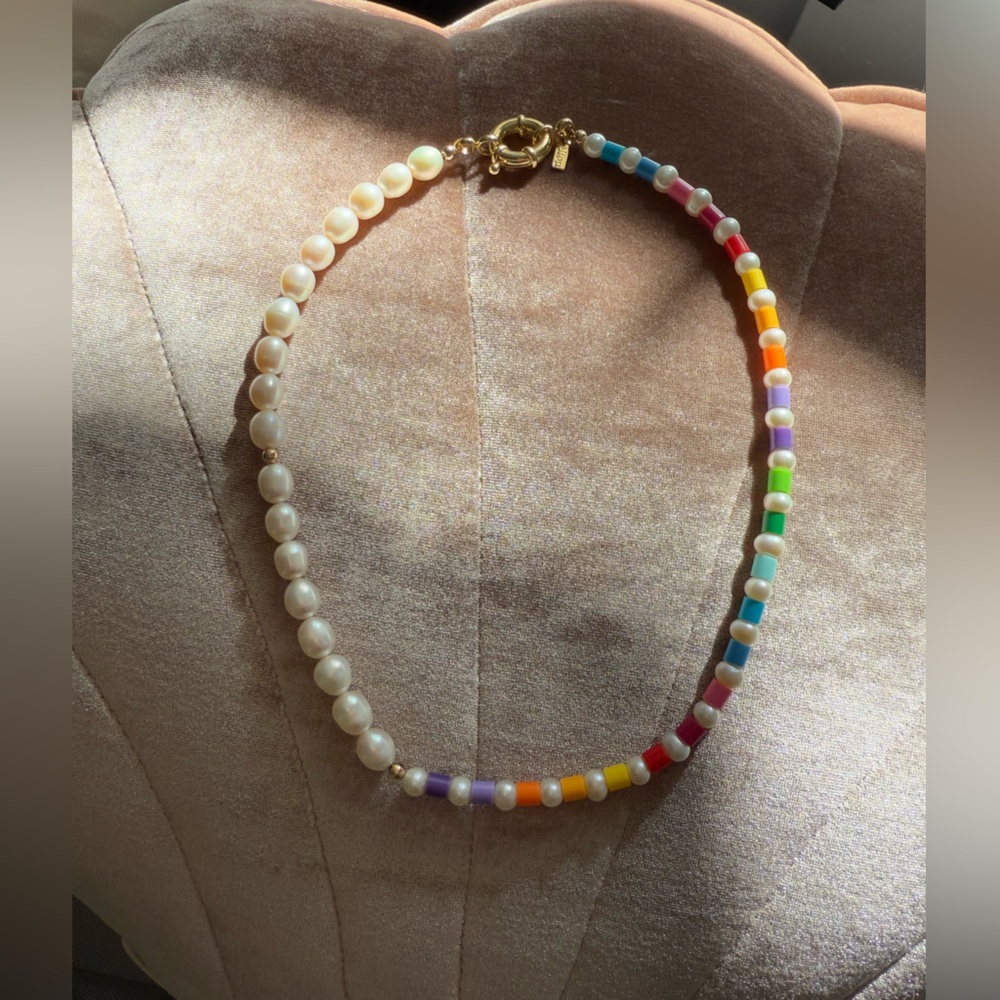 Eliou Freshwater Pearl & Colorful Beaded Necklace Never Worn